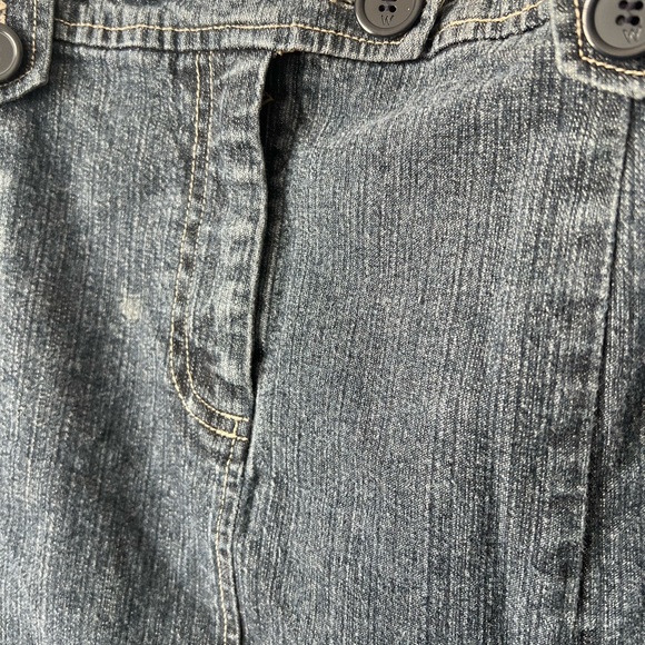 Denim skirt Sz 14 blue dark wash stretch flared zip W Work to Weekend tabs. - Picture 4 of 13